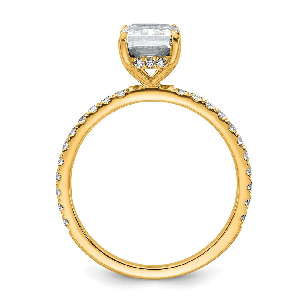 14K Yellow Gold 2 carat Certified Lab Grown Diamond VS/SI+ G+ Radiant Complete Solitaire with Flair Engagement Ring