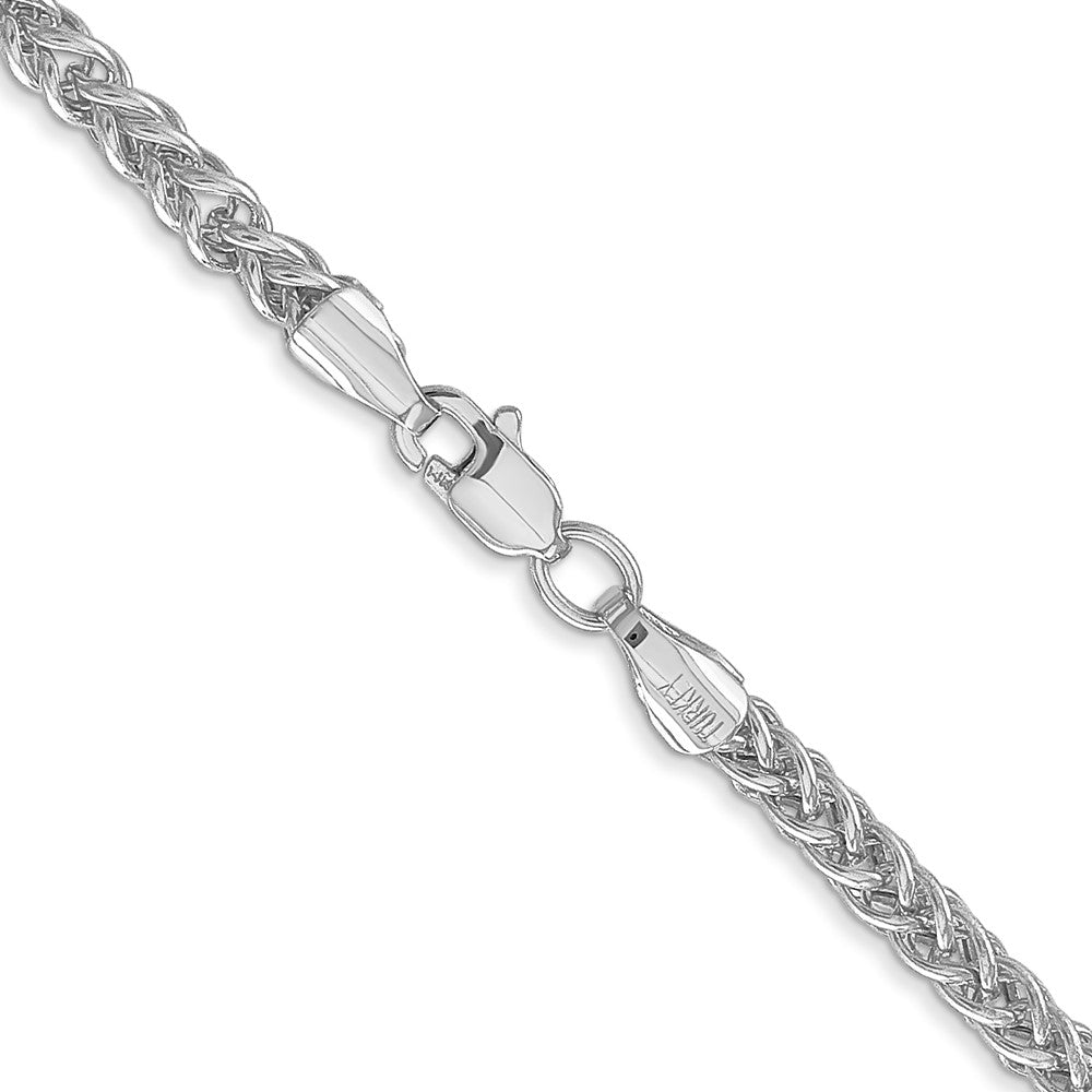 14K White Gold 2.6mm Semi-solid 3-Wire Wheat 18 Inch Chain