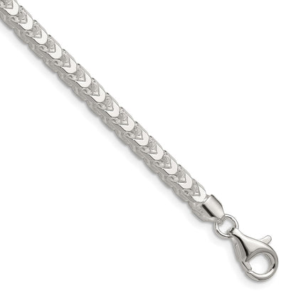 Sterling Silver 4.7mm D/C Square Franco 24 Inch Chain
