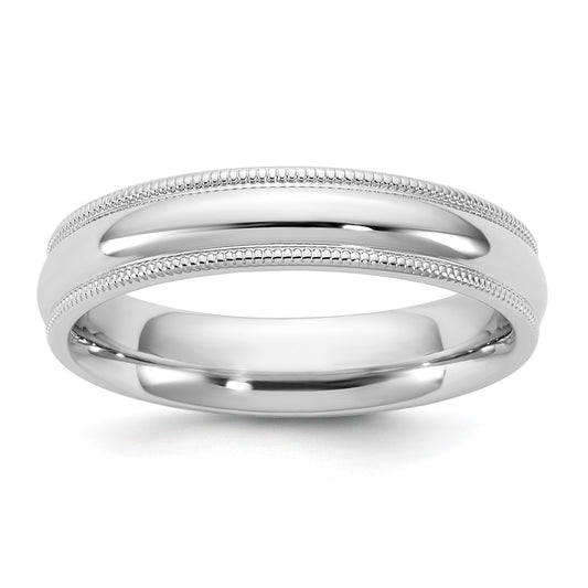 14k White Gold 4.5mm Milgrain Comfort Fit Wedding Band Ring