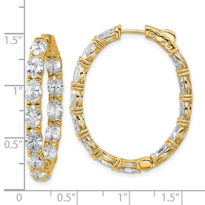 14K Yellow Gold 8 5/8 carat Lab Grown Diamond VS+ F+ Oval and Round Complete In and Out Hoop Earrings