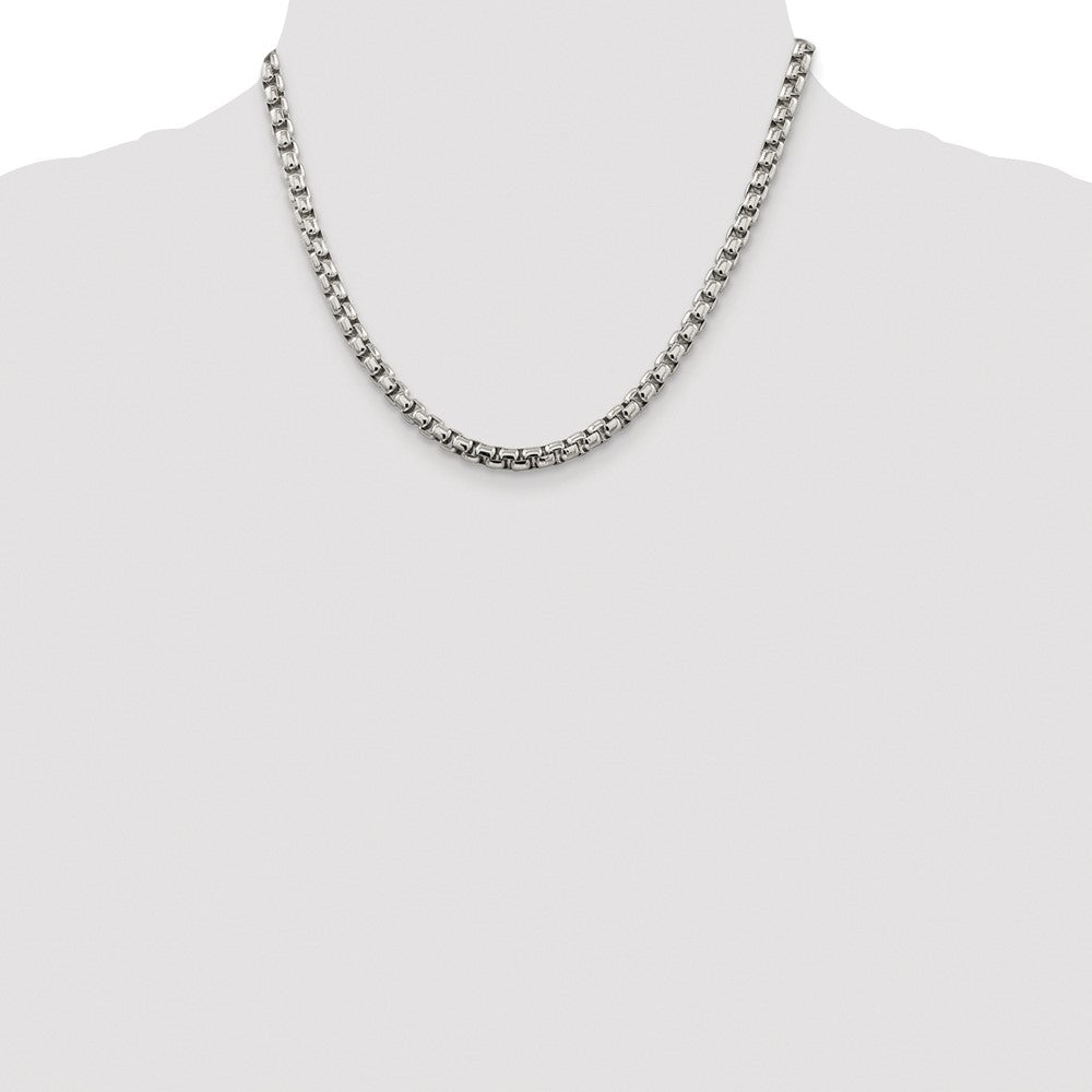 Sterling Silver Rhodium-plated 5.2mm Round Box 18 Inch Chain