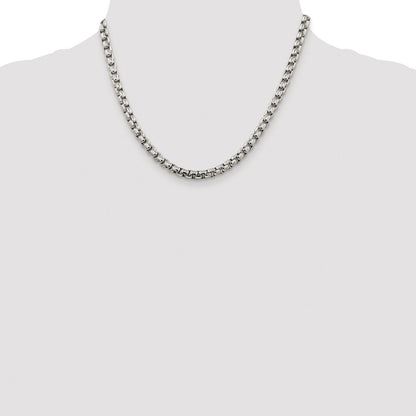 Sterling Silver Rhodium-plated 5.2mm Round Box 18 Inch Chain