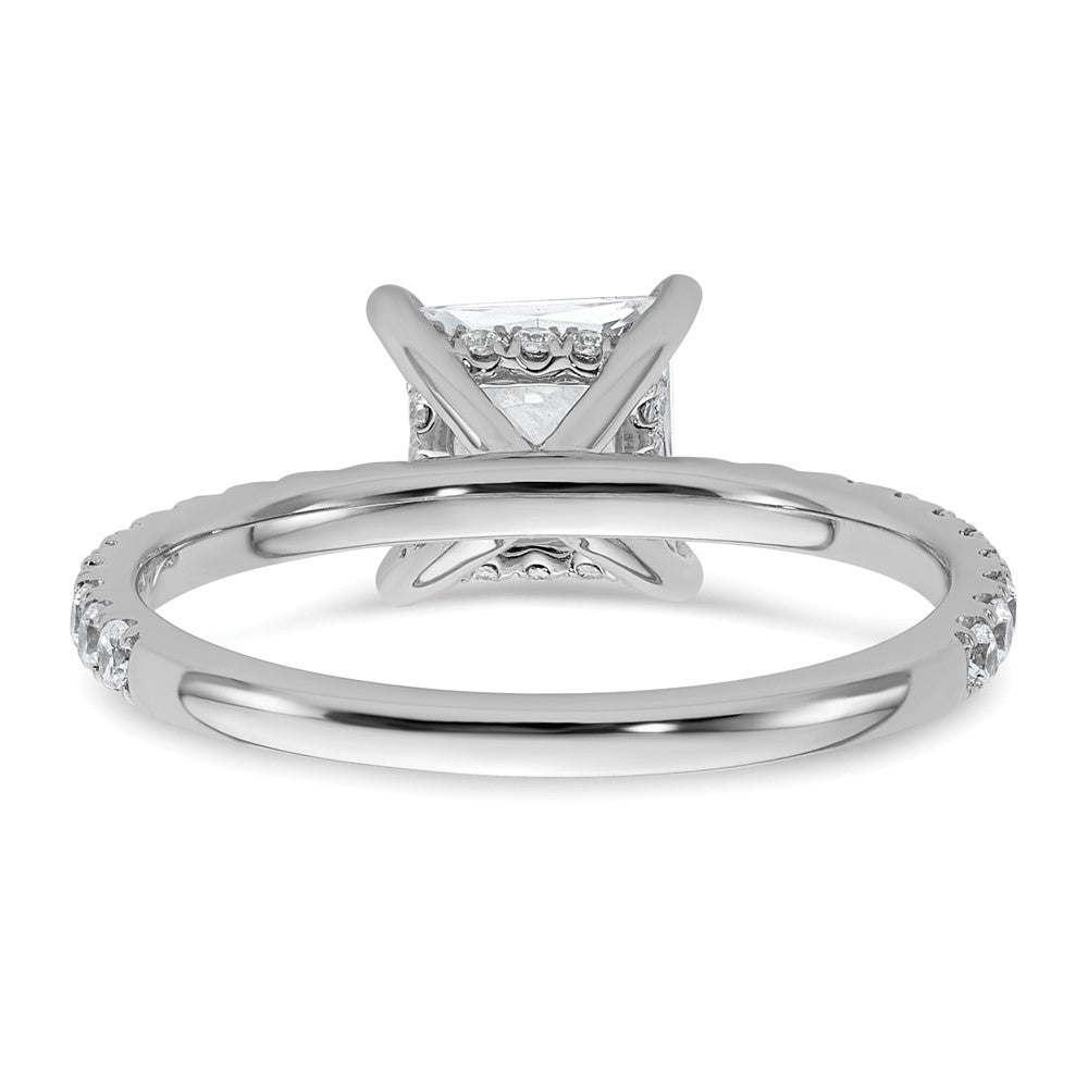 14K White Gold 2 carat Certified Lab Grown Diamond VS+ F+ Princess Complete Solitaire with Flair Engagement Ring