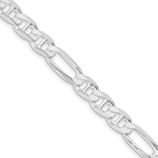 Sterling Silver Rhodium-plated 7.5mm Figaro Anchor 24 Inch Chain