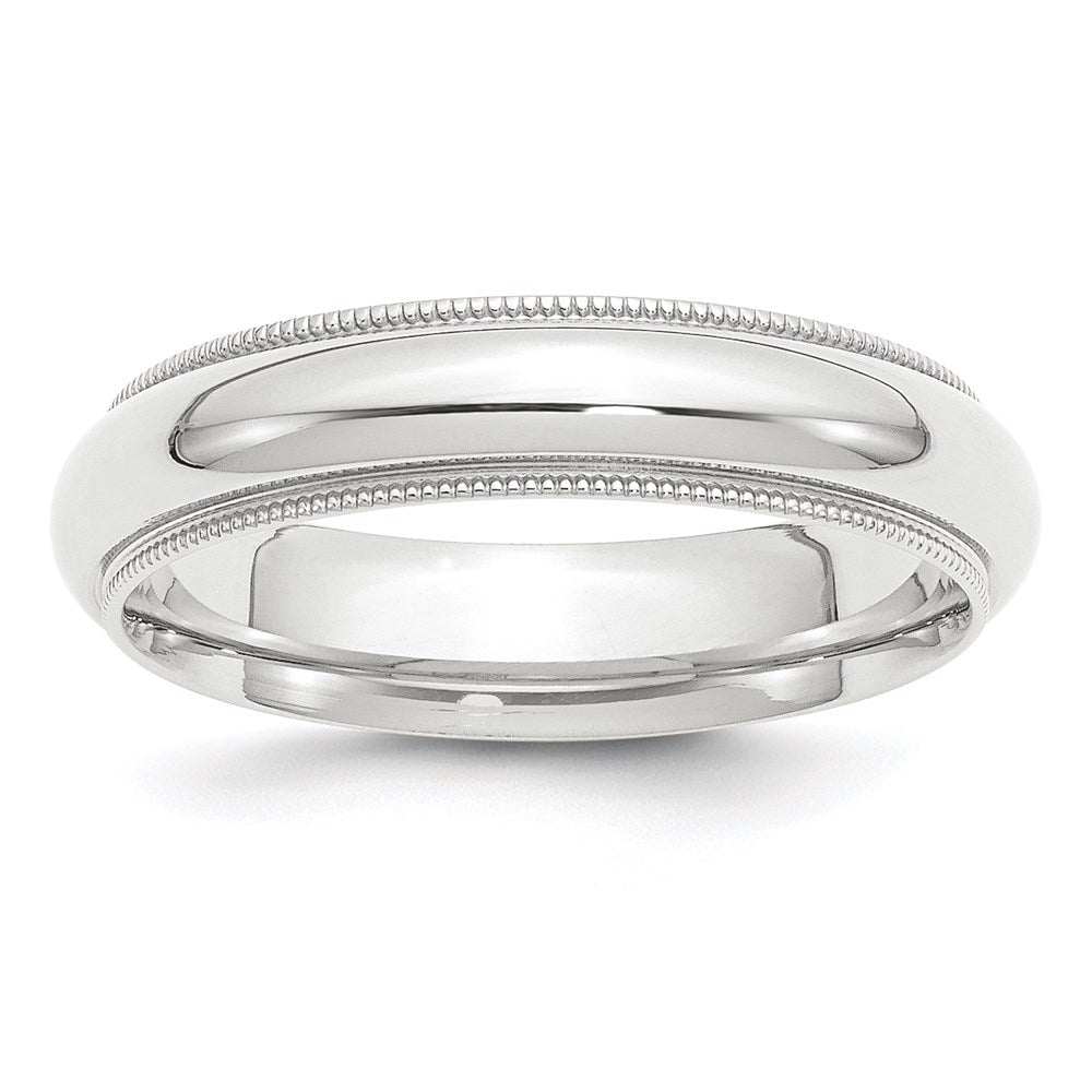 Platinum 5mm Polished Milgrain Comfort-Fit Wedding Band Ring