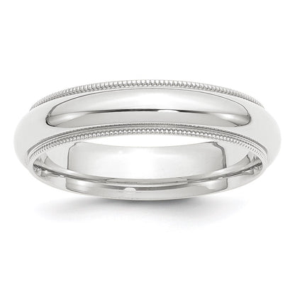 Platinum 5mm Polished Milgrain Comfort-Fit Wedding Band Ring