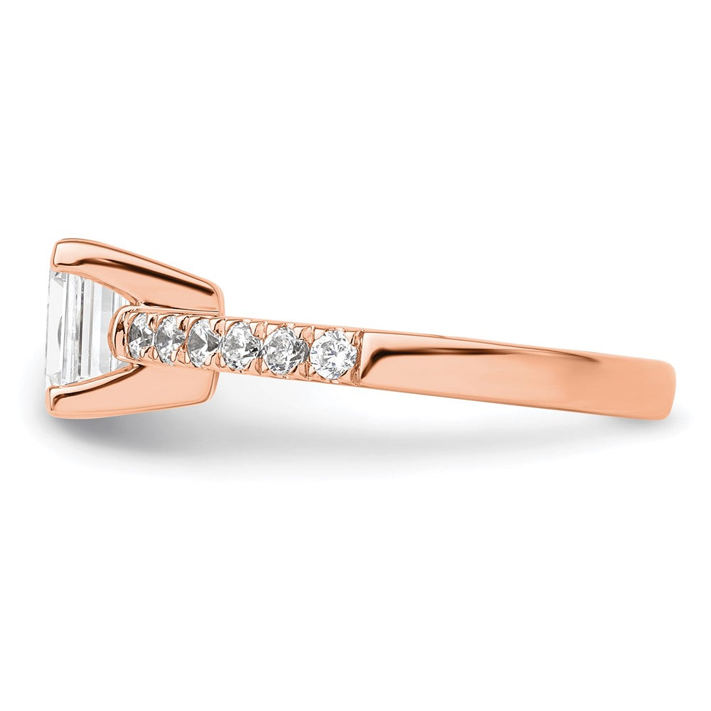 True Origin 14K Rose Gold 3/8 carat Lab Grown Diamond VS+ F+ Semi-Mount Emerald Engagement Ring