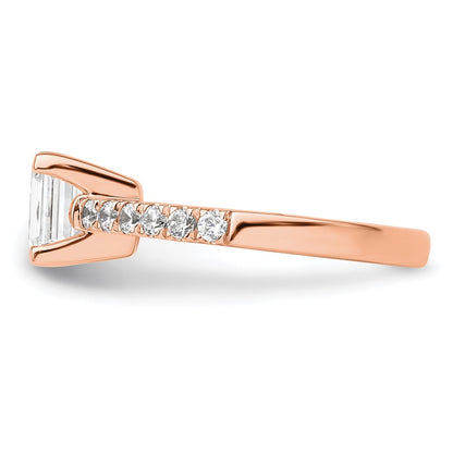 True Origin 14K Rose Gold 3/8 carat Lab Grown Diamond VS+ F+ Semi-Mount Emerald Engagement Ring