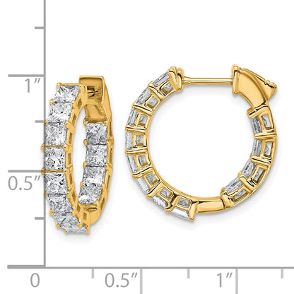 14K Yellow Gold Inside/Outside Cert Lab Grown VS/SI FGH Princess Diamond Hoop Earrings