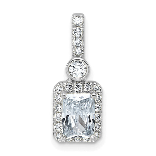 14K White Gold 1 carat Lab Grown Diamond VS/SI+ G+ Radiant Complete Halo Pendant