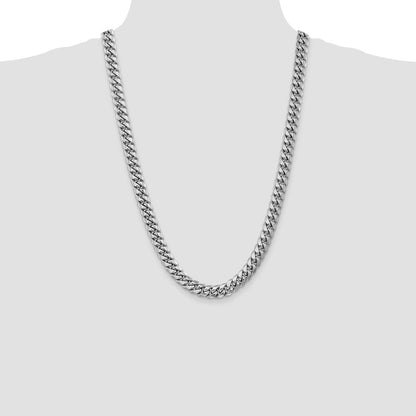 14K White Gold 9.3mm Semi-Solid Miami Cuban 26 Inch Chain