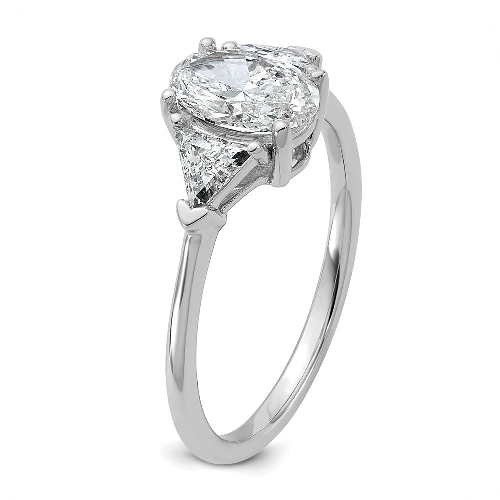 14K White Gold 1 1/2 carat Certified Lab Grown Diamond VS/SI+ G+ Complete Oval and Trillion Three Stone Engagement Ring