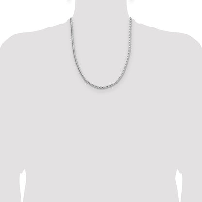 Sterling Silver Rhodium-plated 3.8mm Diamond-cut Round Franco 22 Inch Chain