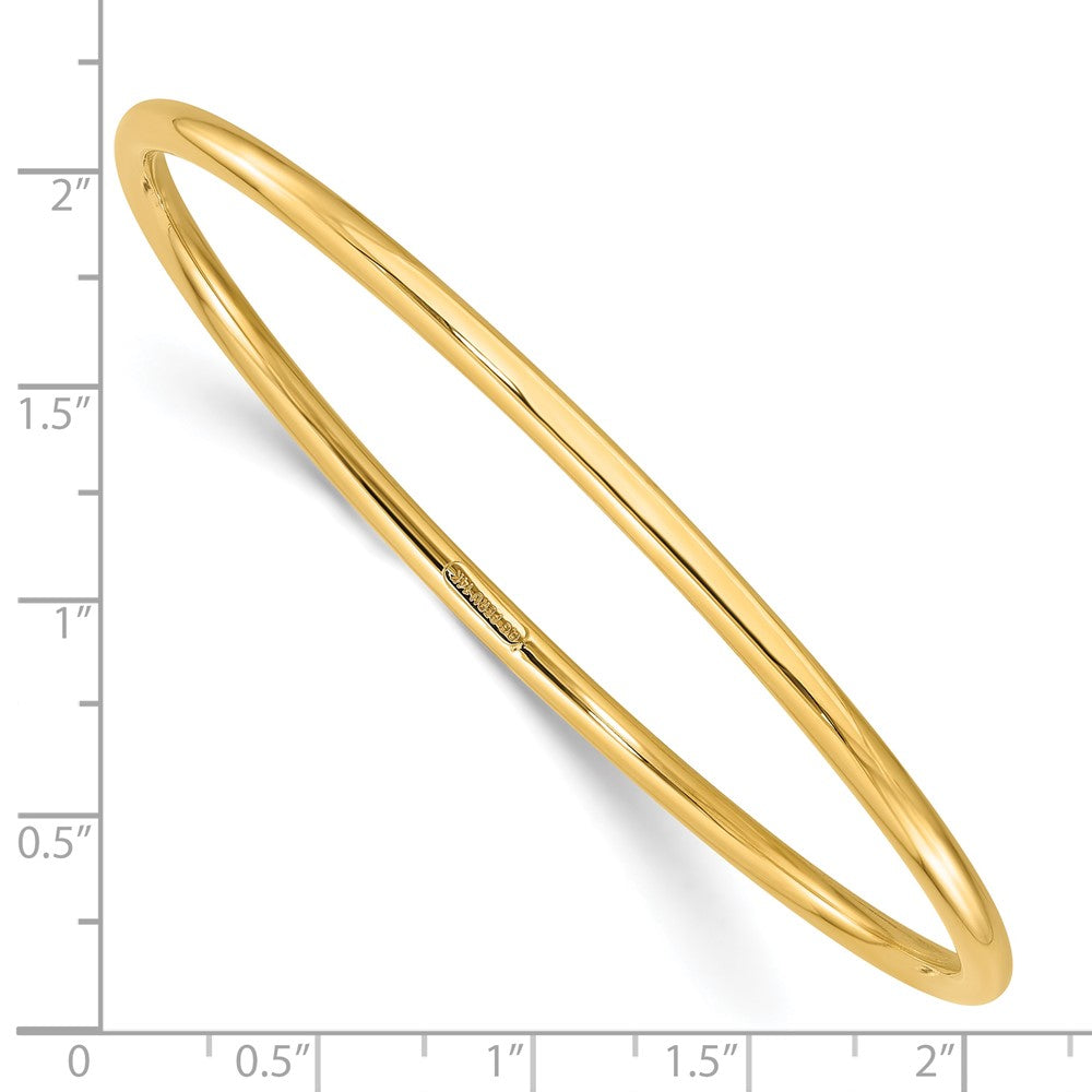 14K Yellow Gold Polished 3.00mm Slip-on Round Bangle Bracelet