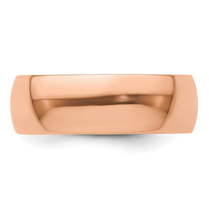 14K Rose Gold 7mm LTW Half Round Wedding Band Ring
