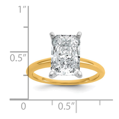 14K Two-Tone Gold Two-tone 3 carat Lab Grown Diamond VS+ F+ Radiant Solitaire Complete Engagement Ring