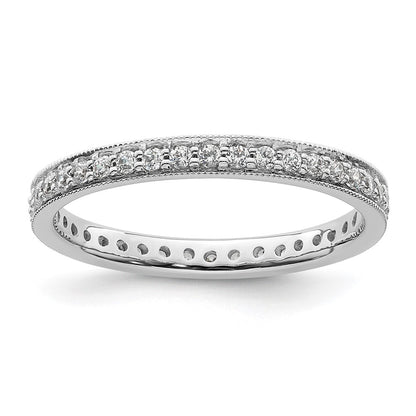 14K White Gold Polished Size 8.5 Vintage 1/2 carat Diamond Complete Eternity Wedding Band Ring
