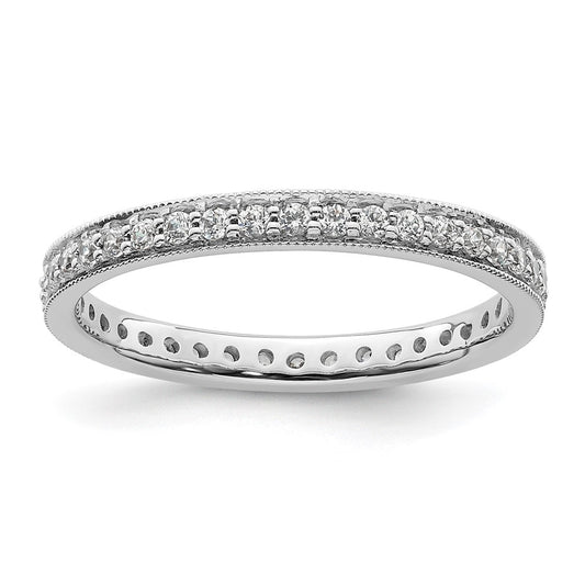 14K White Gold Polished Size 8.5 Vintage 1/2 carat Diamond Complete Eternity Wedding Band Ring