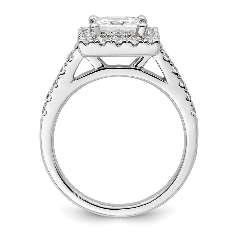 14K White Gold Halo Plus (Holds 1.5 carat (6.3mm) Princess Center) 3/4 carat Diamond Semi-Mount Engagement Ring