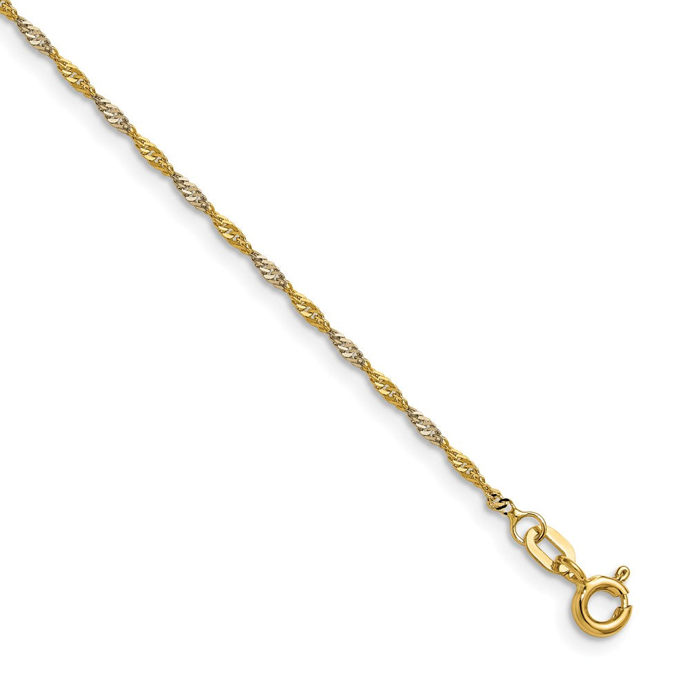 14K Yellow Gold with Rhodium 1.4mm Singapore 24 Inch Chain