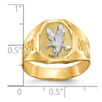 14K Yellow Gold and Rhodium Men's Eagle Ring