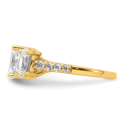 14K Yellow Gold 2 3/4 carat Lab Grown Diamond VS+ F+ Oval Complete Three Stone Engagement Ring