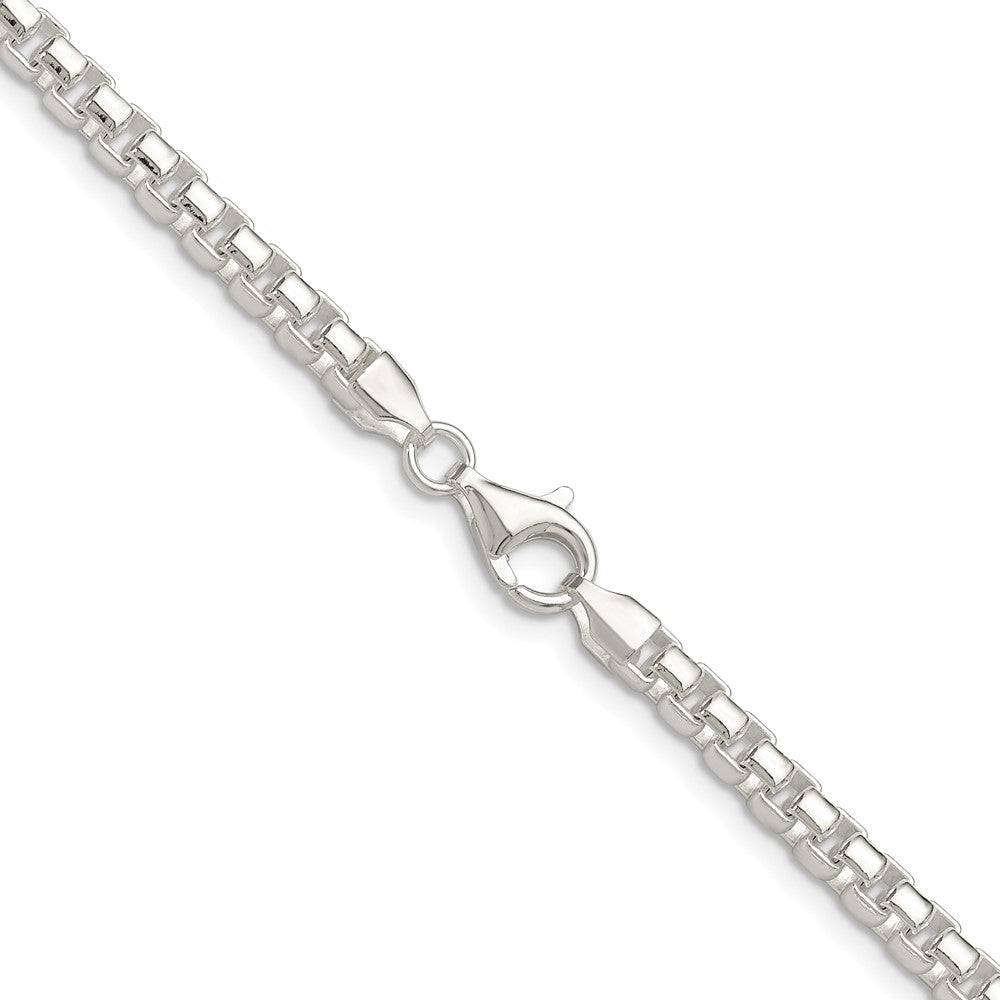 Sterling Silver Rhodium-plated Polished 4mm Round Box 26 Inch Chain