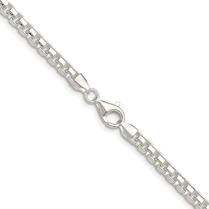 Sterling Silver Rhodium-plated Polished 4mm Round Box 26 Inch Chain