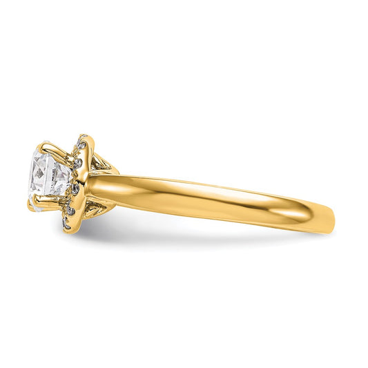 14K Yellow Gold Round Halo Diamond Semi-mount Engagement Ring