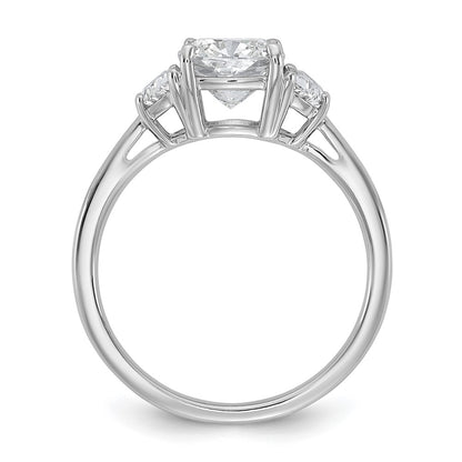 14K White Gold 2 carat Certified Lab Grown Diamond VS/SI+ G+ Complete Cushion and Half Moon Three Stone Engagement Ring