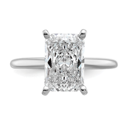 14K White Gold 3 carat Certified Lab Grown Diamond VS+ F+ Radiant Solitaire Complete Engagement Ring