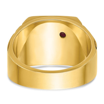 IBGoodman 14K Two-tone Men's Polished and Textured with Lab Created Ruby and Diamond Blue Lodge Master Masonic Ring