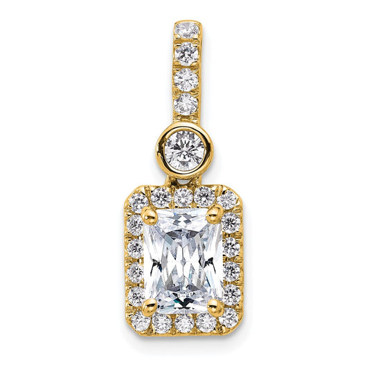 14K Yellow Gold 2 carat Certified Lab Grown Diamond VS/SI+ G+ Radiant Complete Halo Pendant