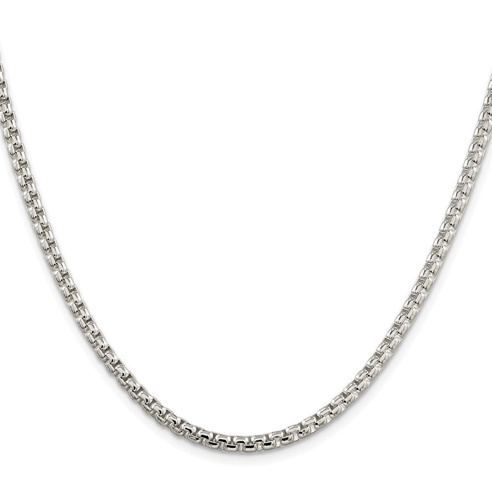 Sterling Silver Rhodium-plated 3.6mm Round Box 22 Inch Chain