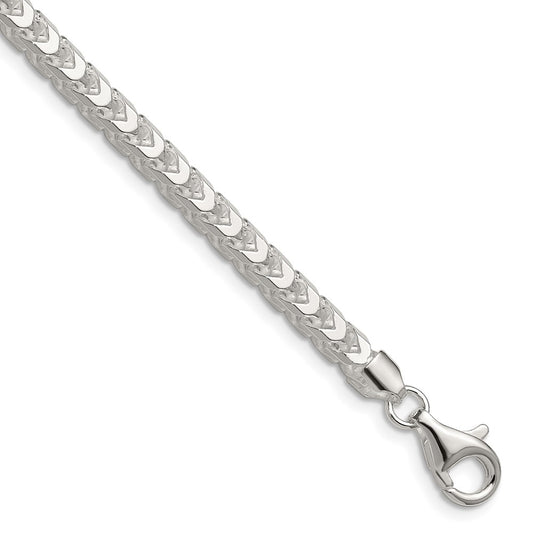 Sterling Silver 4.7mm D/C Square Franco 30 Inch Chain