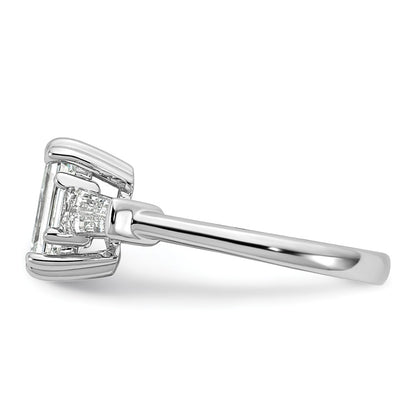 14K White Gold 1 3/4 carat Lab Grown Diamond VS+ F+ Complete Emerald and Tapered Baguette Engagement Ring