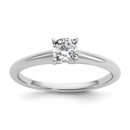 14K White Gold 1/2 carat Lab Grown Diamond VS+ F+ Cushion Complete Solitaire Engagement Ring