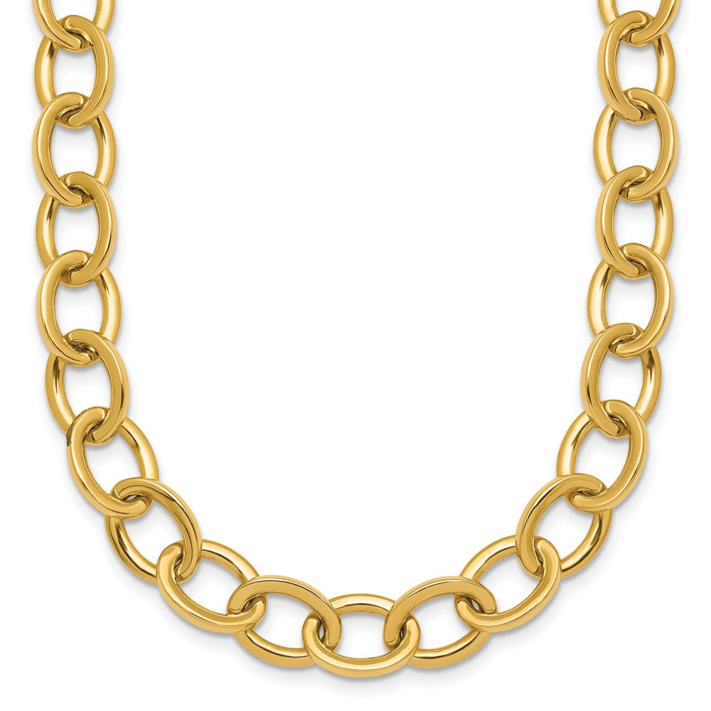 14K Yellow Gold Polished 9mm Round Cable Chain 18 Inch Necklace