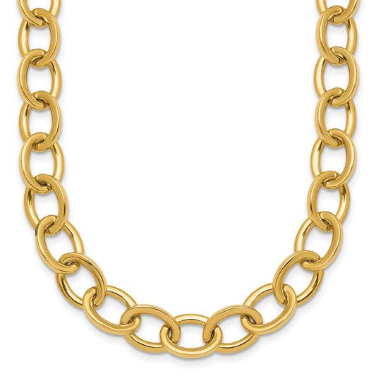 14K Yellow Gold Polished 9mm Round Cable Chain 18 Inch Necklace