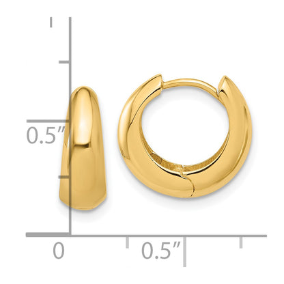 14K Yellow Gold Polished Hinged Huggie Hoop Earrings