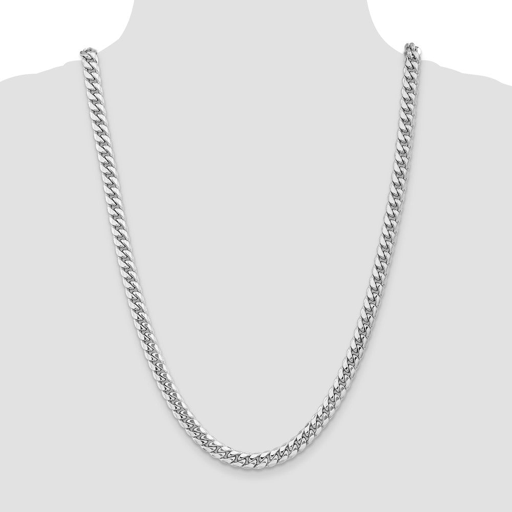 14K White Gold 7.3mm Semi-Solid Miami Cuban 26 Inch Chain