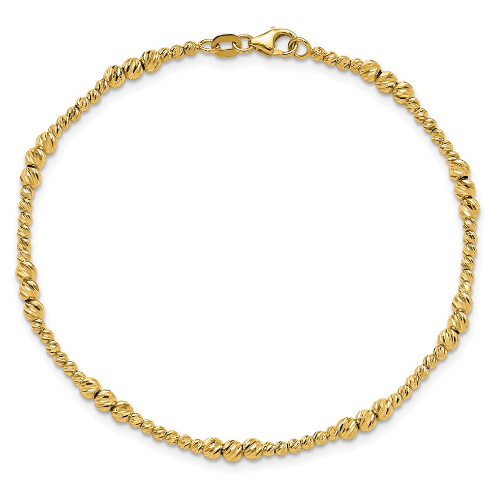 14K Yellow Gold Diamond-cut Beaded 7.5 Inch Bracelet