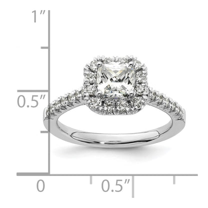 PLatinum Cushion Halo Diamond Semi-mount Engagement Ring