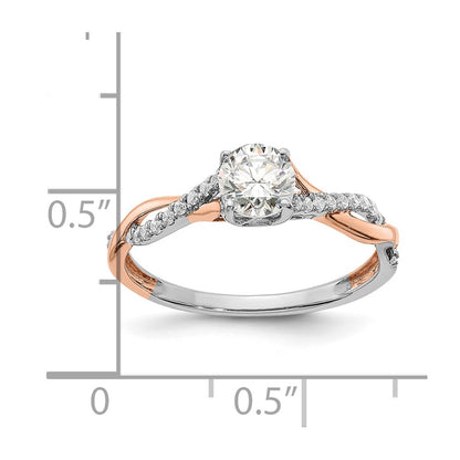 14K White and Rose Gold Criss-Cross (Holds 1/2 carat (5.2mm) Round Center) 1/8 carat Diamond Semi-mount Engagement Ring