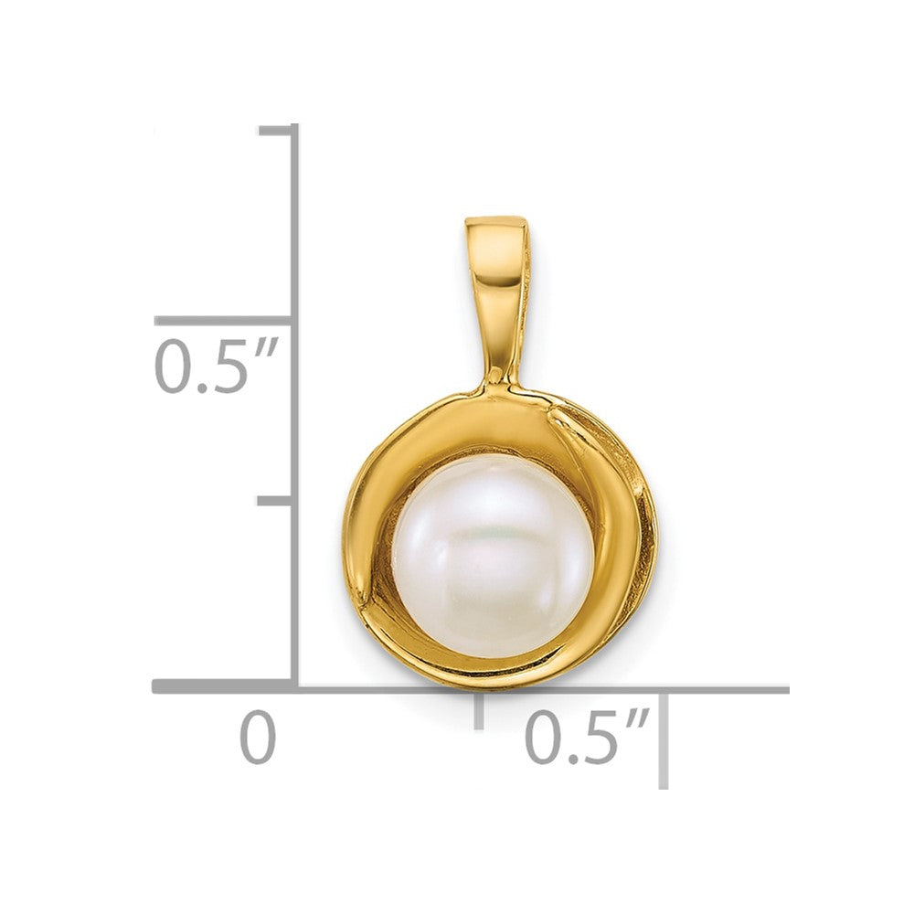 14K Yellow Gold Polished 6-7mm Button Freshwater Cultured Pearl Pendant
