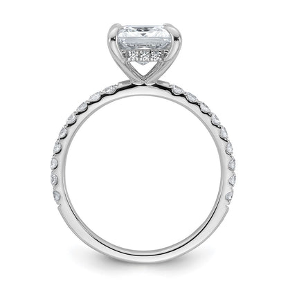 14K White Gold 2 1/2 carat Certified Lab Grown Diamond VS+ F+ Princess Complete Solitaire with Flair Engagement Ring