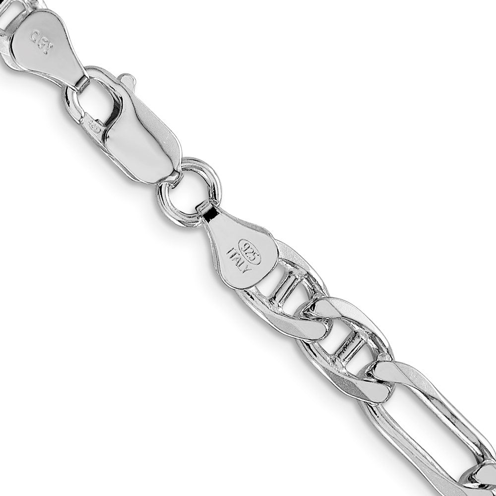 Sterling Silver Rhodium-plated 6.5mm Figaro Anchor 24 Inch Chain