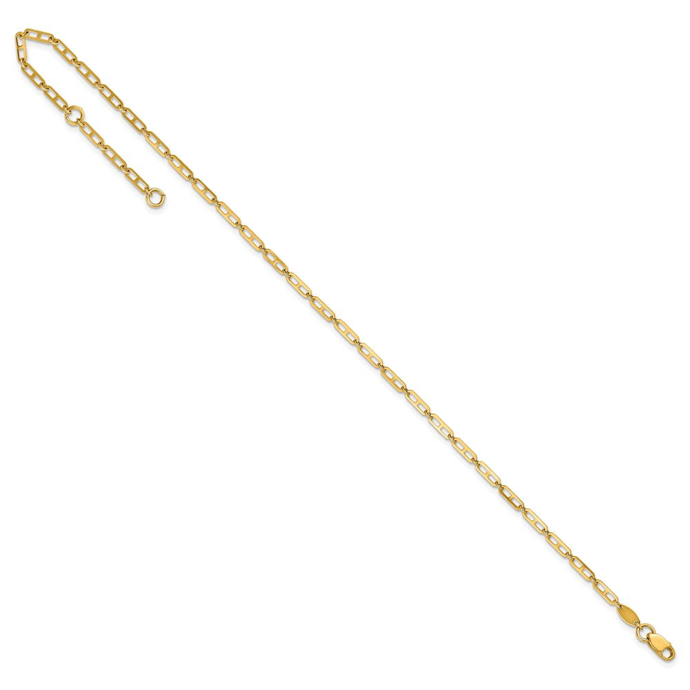 14K Yellow Gold Polished Anchor Link 9 Inch Plus 1 Inch Extender - Total 10 Inch Anklet
