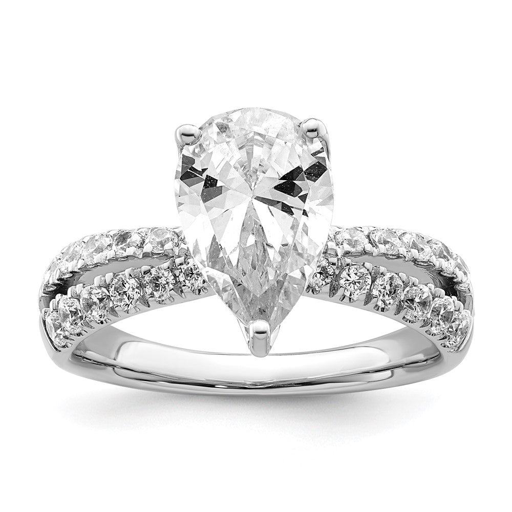 True Origin 14K White Gold 2 5/8 carat Lab Grown Diamond VS+ F+ Complete Pear Engagement Ring